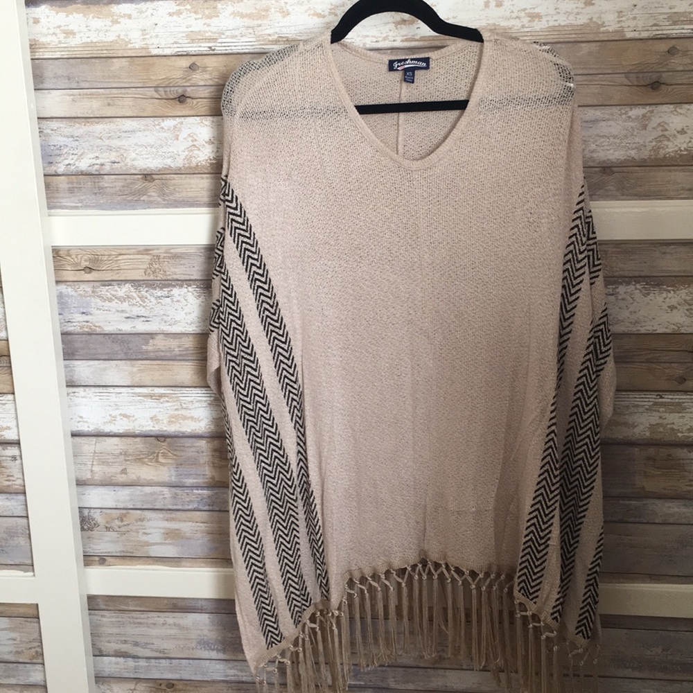 XS sweater with fringe bottom